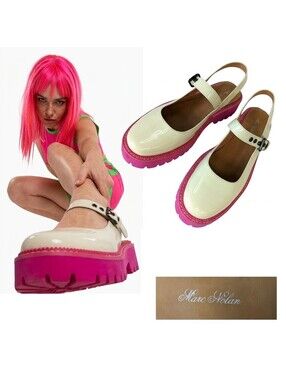 Marc Nolan Women Mary Jane Sandals Cream Pink Y2K US 12 CN